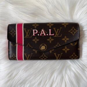 Louis Vuitton Monogram Sarah Wallet with Pink Stripe